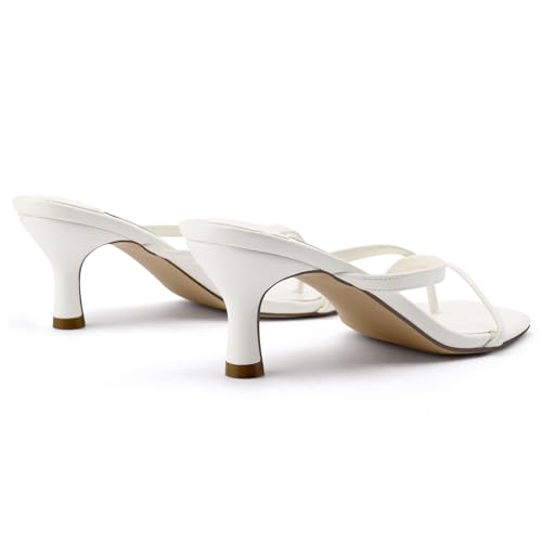 Strappy Kitten Heels for Women Square Open Toe Heeled Thong Sandals Low Heel Sexy Trendy Flip Flop Party Casual