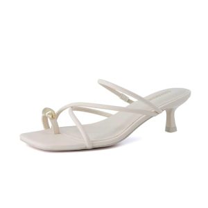 21QZ65PtDrL.jpg Maui Strappy Womens Sandals with Kitten Heels ?C Vegan Leather Slip On Dress Sandals for Women, Square Toe Wedding Shoes