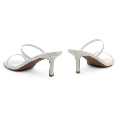 Kitten Heels for Women ?C Low Heels, Slip-On Open Toe Heeled Mules with 2 Straps, Dressy Short Heeled Sandals for Wedding, Party