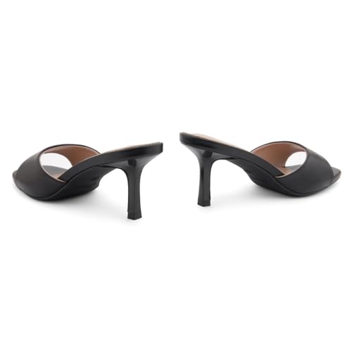 Women's Low Heels Stiletto Heeled Slides, Open Toe One Band Slip-On Heeled Mules ?C Dressy Heeled Sandals for Prom, Party Wedding
