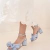 31-9BoXGkEL.jpg Women's Bow Knot Heeled Sandals Ankle Buckle Strap Chunky Heeled Open-toe Comfortable Wedding Party Fashion Heeled