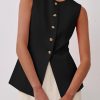 Blazer Vest for Women Trendy 2025 Dressy Business Casual Summer Button Down Sleeveless Work Suit Waistcoat Tops