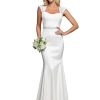 312zz8qoo2L.jpg Women's Elegant Lace Cap Sleeve V Neck Beading Mermaid Wedding Dresses for Bride 00218