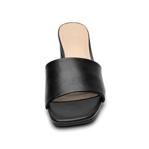 Women's Square Toe Heeled Sandals Low Chunky Heel Comfortable Dress Heels Slip on Casual Pumps Shoes