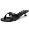 3148pWErRbL.jpg Womens Kitten Heels Low Heeled Sandals for Women Round Slip On Slides Cross Strap Open Toe Sandals