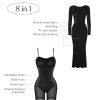 314mrPgTcZL.jpg Long Sleeve Maxi Dress Bodycon Cocktail Dress Shapewear Tummy Control Fall Formal Dresses Built-in Bra