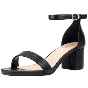 314vMIsUoRL.jpg Chunky Heels for Women Strappy Platform Sandals Open Toe Heeled Sandals Ankle Strap Adjustable Buckle Lucite Chunky High Heel