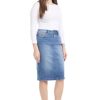 315ohc6QtZL.jpg Repreve Denim Knee-Length Jean Skirt for Women with Pockets - Melrose
