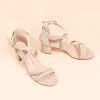 Women's Block Low Chunky Heel Strappy Sandals Open Toe Ankle Strap Dress Wedding Evening Shoe for Women Bridal