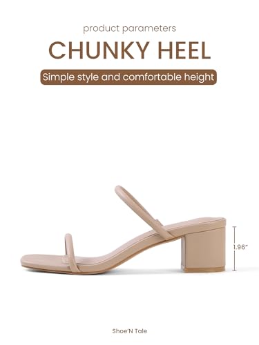 318PXElUDL.jpg Strappy Heels for Women Square Open Toe Two Strap Low Block Heel Slip on Dressy Sandals Shoes