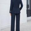 318eqFp2vGL.jpg Women's 2 Piece Business Casual Outfits Double Breasted Blazer Dressy Wide Leg Work Pants Suits Set