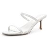 Kitten Heels for Women ?C Low Heels, Slip-On Open Toe Heeled Mules with 2 Straps, Dressy Short Heeled Sandals for Wedding, Party