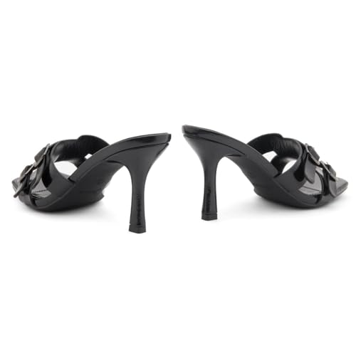 Melrose Women's High Heels Stiletto Heeled Slides, Square Open Toe One Band Slip-On Heeled Mules ?C Dressy Clear Heeled Sandals