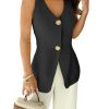 31CHD1UEL.jpg 2025 Womens Summer Sleeveless Vest Tops Breasted V Neck Casual Work Slim Outwear Suit Jacket.