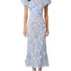 Women's 3D Floral Embroidery Dress Ruffle Sleeve Fishtail Lace Bodycon Party Cocktail Mini Dress