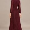 31E2Iyjuq-L.jpg Women's A-Line Long Lantern Sleeves Formal Gowns Empire Waist Long Glitter Evening Dress