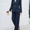 31Ft2ubC0L.jpg Women's 2 Piece Business Casual Outfits Double Breasted Blazer Dressy Wide Leg Work Pants Suits Set