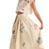 31Gm4TqbJ8L.jpg Women Floral Embroidery Dress Sleeveless 2 Piece Tank Top and Skirt Loose Fit Boho Dress