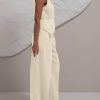 Women's 2 Piece Outfits Sleeveless Tie Waist Suit Vest and Wide Leg Pants Business Casual Blazer Sets