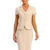 31JZEWOcBUL.jpg Women's Business Skirt Suit Set Work Office Short Sleeve Blazer Jacket Pencil Skirt