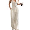 Women's 2 Piece Outfits Halter Button Down Vest Crop Tops and High Waisted Pants Set
