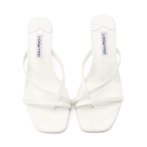 Strappy Kitten Heels for Women Square Open Toe Heeled Thong Sandals Low Heel Sexy Trendy Flip Flop Party Casual