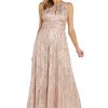 31KApzJF3HL.jpg Women's Metallic Bloom Pleated Maxi Dress