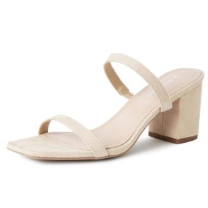 Silver Dressy Women's Heeled Sandals - Size 0, Medium Width, 3 Inch Block Heel, Double Strap, Faux Leather, Open Toe, Slingback