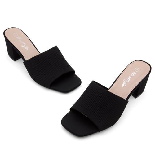 Low Block Heels for Women ?C Slip-On Mules, Square Open Toe 2.5 Inch Comfort Chunky Heeled Sandals, Trendy 2025 Casual Dress