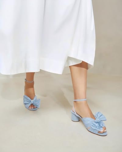 31Mxf-1XCqL.jpg Women's Bow Knot Heeled Sandals Ankle Buckle Strap Chunky Heeled Open-toe Comfortable Wedding Party Fashion Heeled