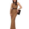 Women's Beaded Halter Long Dress