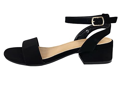 Open Toe Ankle Strap Low Block Heel Dressy Sandal