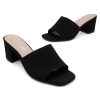 Low Block Heels for Women ?C Slip-On Mules, Square Open Toe 2.5 Inch Comfort Chunky Heeled Sandals, Trendy 2025 Casual Dress