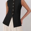 Blazer Vest for Women Trendy 2025 Dressy Business Casual Summer Button Down Sleeveless Work Suit Waistcoat Tops
