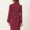 31UXtRYeemL.jpg Business Suit Sets for Women's 2 Piece Outfits Collarless Peplum Blazer Formal Pencil Skirt Suit