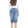 31Wb0xThbL.jpg Repreve Denim Knee-Length Jean Skirt for Women with Pockets - Melrose