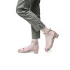 Women Open Toe Low Heel Chunky Block Sandals Buckled Ankle Strap Pumps Shoes for Wedding Dress Evening