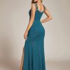 31ZaDXNgELL.jpg Women's V Neck Stretchy Glitter Bodycon Ball Gowns Sleeveless High Split Formal Evening Dresses 01888