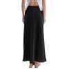Women's 100% Linen Drawstring A-Line Midi Skirt for Casual Summer Spring