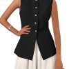 Blazer Vest for Women Trendy 2025 Dressy Business Casual Summer Button Down Sleeveless Work Suit Waistcoat Tops