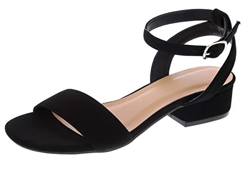 Open Toe Ankle Strap Low Block Heel Dressy Sandal