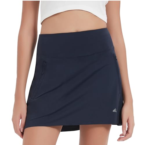 31dNc1X5-LL.jpg 17" Women's Premium Cooling Silky Tech Nylon Athletic Skort with Pockets for Golf Tennis Workout and Casual Wear