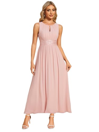 Women's Crew Neck Sleeveless A Line Hollow Out Sequin Maxi Fromal Dress 01955