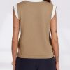 31fqy0QiZiL.jpg Womens V Neck Sweater Vest Button Down Cap Sleeve Summer Trendy Color Block Loose Knit Tank Tops