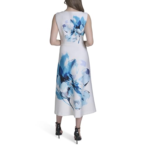 Women's Sleeveless Boat Neck Scuba Dress
