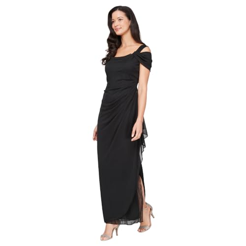 31hLsAKcUBL.jpg Women's Long Cold Shoulder Dress, Mother of The Bride, Formal Events, (Petite and Regular Sizes)