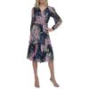 Women's Long Sleeve V-Neck Tie Waist Midi Dress
