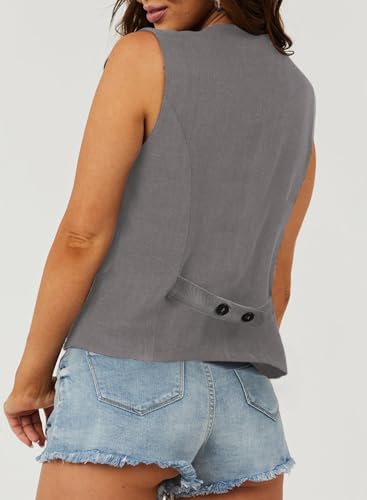 Womens Vest Dressy Casual V-Neck Button-Down Lined Suit Jacket Waistcoat Versatile Vests