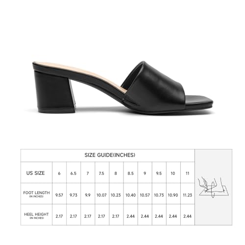 Women's Square Toe Heeled Sandals Low Chunky Heel Comfortable Dress Heels Slip on Casual Pumps Shoes