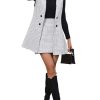 Women's 2 Piece Outfit Workwear Plaid Print Lapel Neck Vest Blazer and Skirt Set